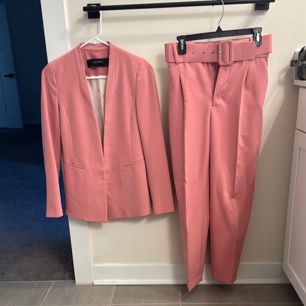 Zara Coral Blazer and Trousers Set